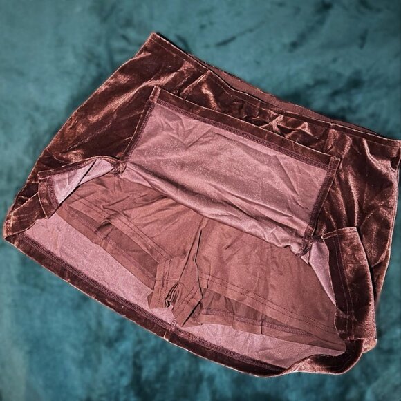 Delia's Velour Slit Mini Skirt Brown Dolls Kill Medium - Picture 6 of 8
